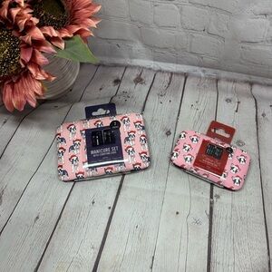 NWT danielle manicure set with carrying case boston terrier with santa hat
